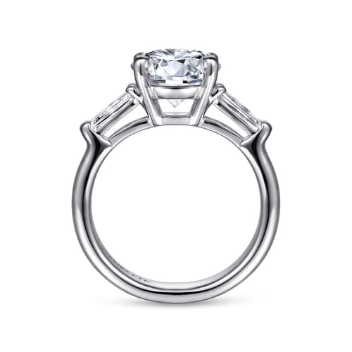 14K White Gold Round Three Stone Diamond Engagement Ring