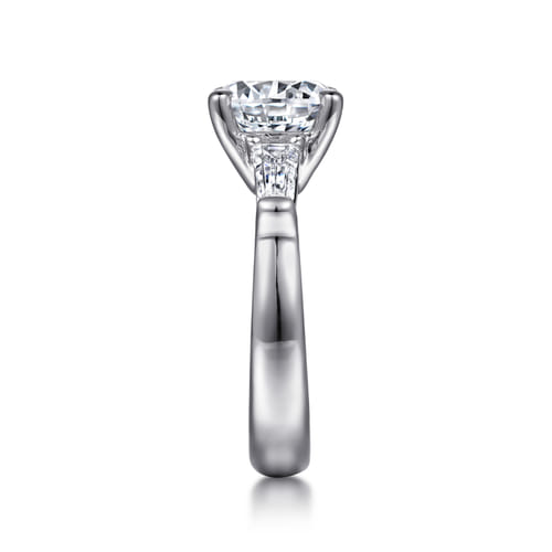 14K White Gold Round Three Stone Diamond Engagement Ring