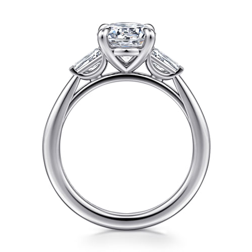 14K White Gold Round Three Stone Diamond Engagement Ring