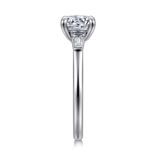 14K White Gold Round Three Stone Diamond Engagement Ring