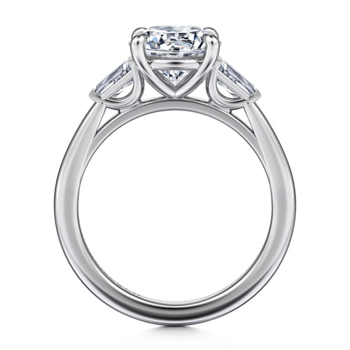 14K White Gold Round Three Stone Diamond Engagement Ring