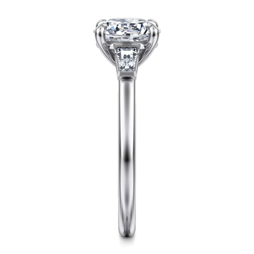 14K White Gold Round Three Stone Diamond Engagement Ring