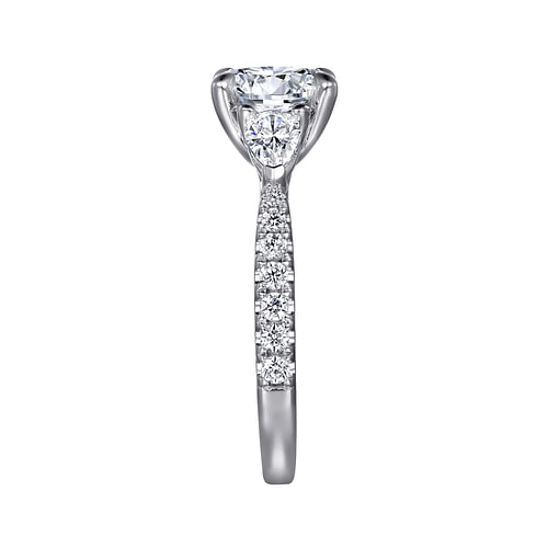 14K White Gold Round Three Stone Diamond Engagement Ring