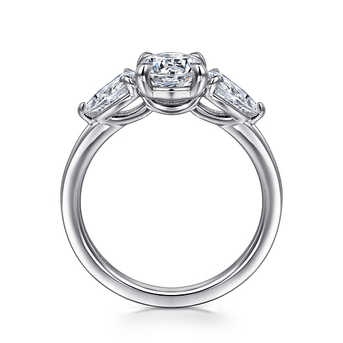 14K White Gold Round Three Stone Diamond Engagement Ring