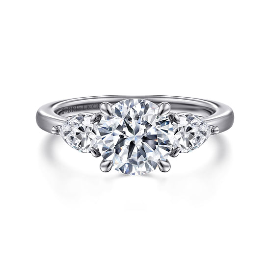 Gabriel - 14K Yellow Gold Round Three Stone Diamond Engagement Ring