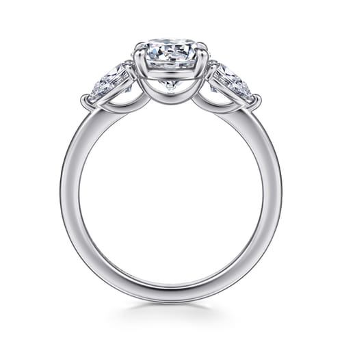 14K White Gold Round Three Stone Diamond Engagement Ring