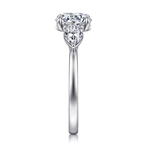 14K White Gold Round Three Stone Diamond Engagement Ring