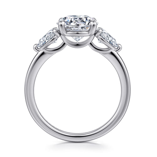 14K White Gold Round Three Stone Diamond Engagement Ring