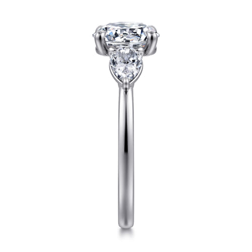 14K White Gold Round Three Stone Diamond Engagement Ring