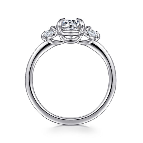 14K White Gold Round Three Stone Diamond Engagement Ring
