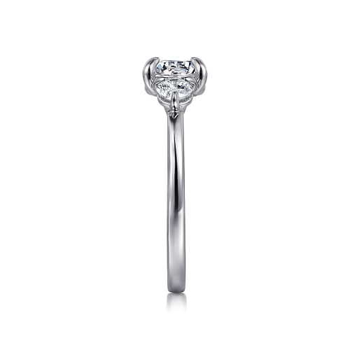 14K White Gold Round Three Stone Diamond Engagement Ring