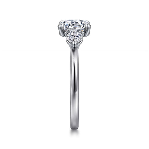 14K White Gold Round Three Stone Diamond Engagement Ring
