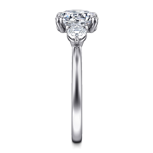 14K White Gold Round Three Stone Diamond Engagement Ring