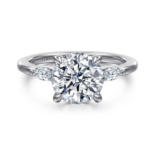 14K White Gold Round Three Stone Diamond Engagement Ring 14K White Gold Round Three Stone Diamond Engagement Ring