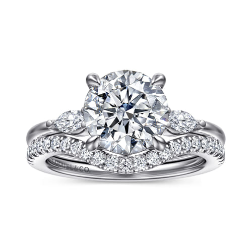 14K White Gold Round Three Stone Diamond Engagement Ring 14K White Gold Round Three Stone Diamond Engagement Ring