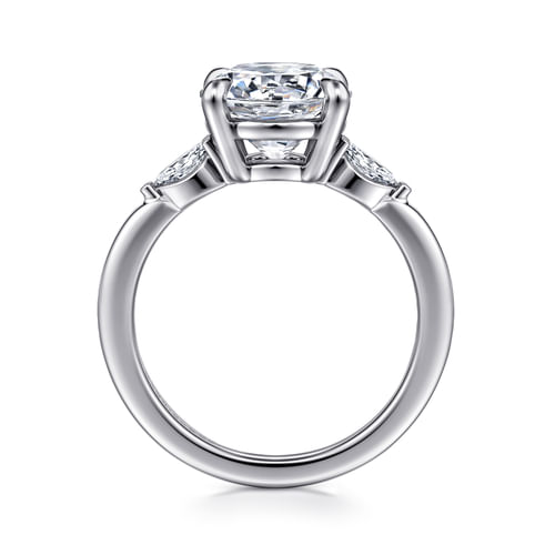 14K White Gold Round Three Stone Diamond Engagement Ring