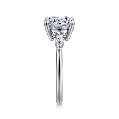 14K White Gold Round Three Stone Diamond Engagement Ring