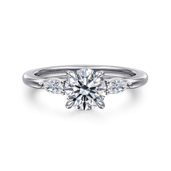 Gabriel - 14K White Gold Round Three Stone Diamond Engagement Ring