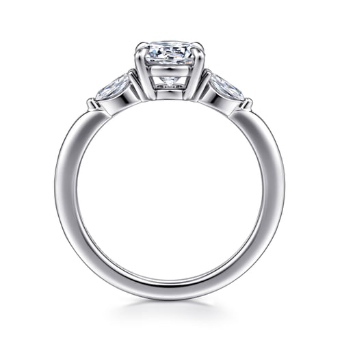14K White Gold Round Three Stone Diamond Engagement Ring