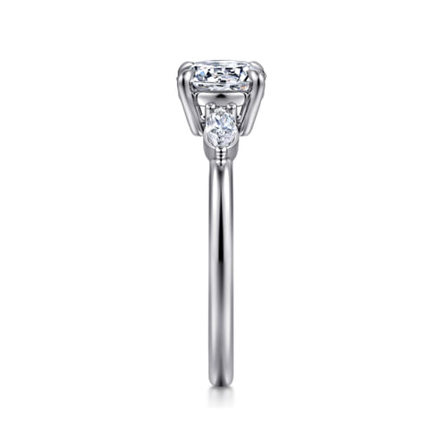 14K White Gold Round Three Stone Diamond Engagement Ring