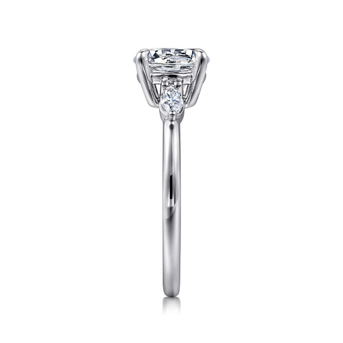 14K White Gold Round Three Stone Diamond Engagement Ring