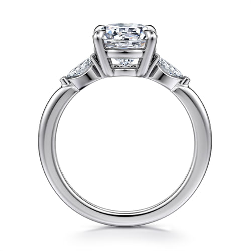 14K White Gold Round Three Stone Diamond Engagement Ring
