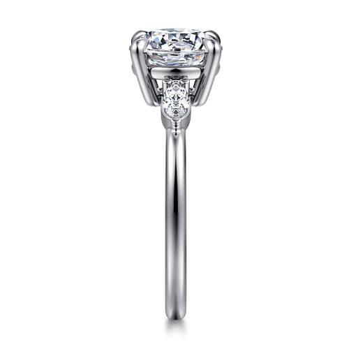 14K White Gold Round Three Stone Diamond Engagement Ring