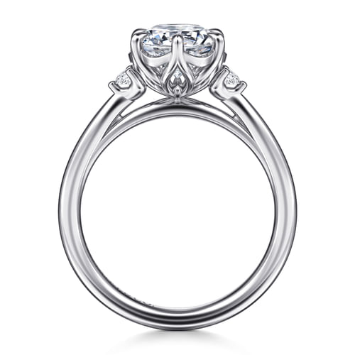 14K White Gold Round Three Stone Diamond Engagement Ring