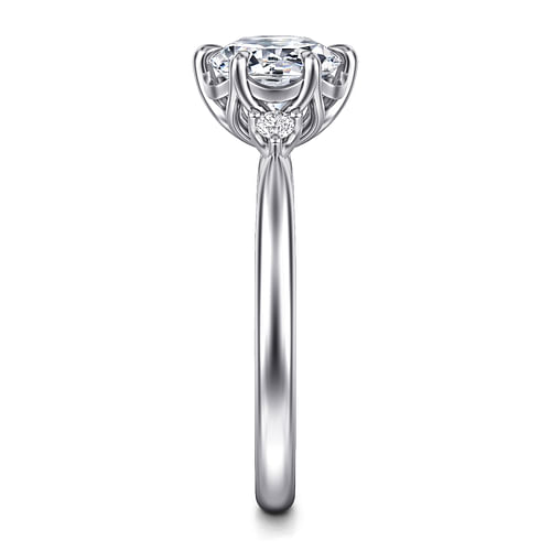 14K White Gold Round Three Stone Diamond Engagement Ring
