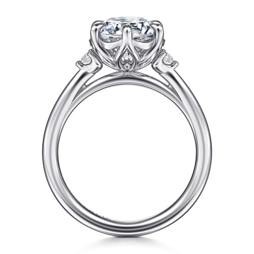 14K White Gold Round Three Stone Diamond Engagement Ring