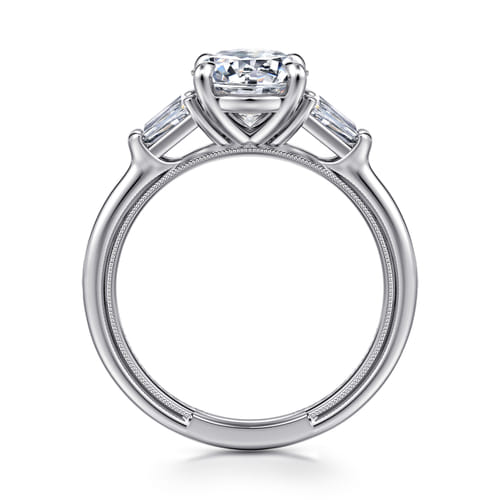 14K White Gold Round Three Stone Diamond Engagement Ring