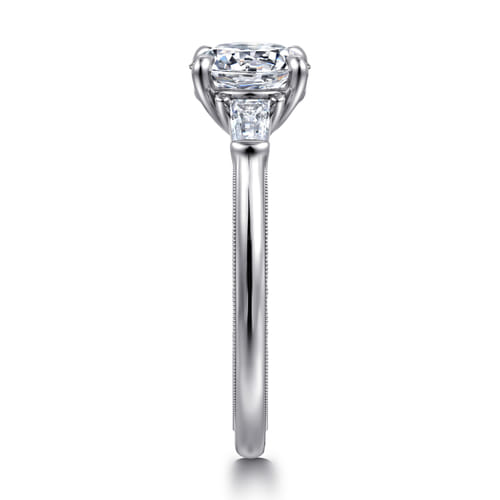14K White Gold Round Three Stone Diamond Engagement Ring