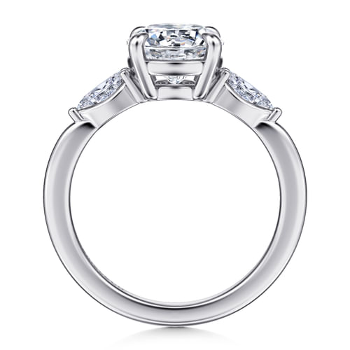 14K White Gold Round Three Stone Diamond Engagement Ring