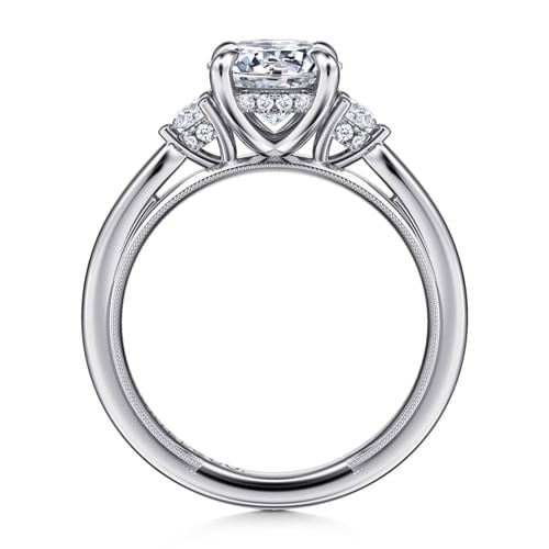 14K White Gold Round Three Stone Diamond Engagement Ring