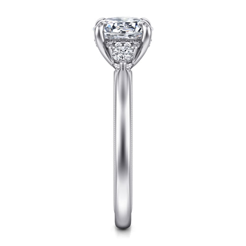14K White Gold Round Three Stone Diamond Engagement Ring