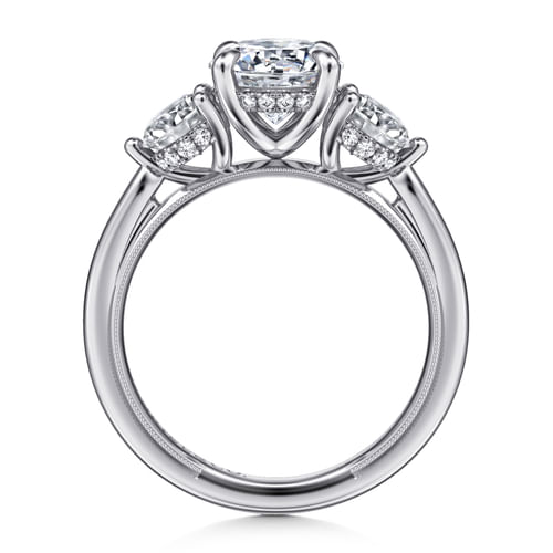 14K White Gold Round Three Stone Diamond Engagement Ring