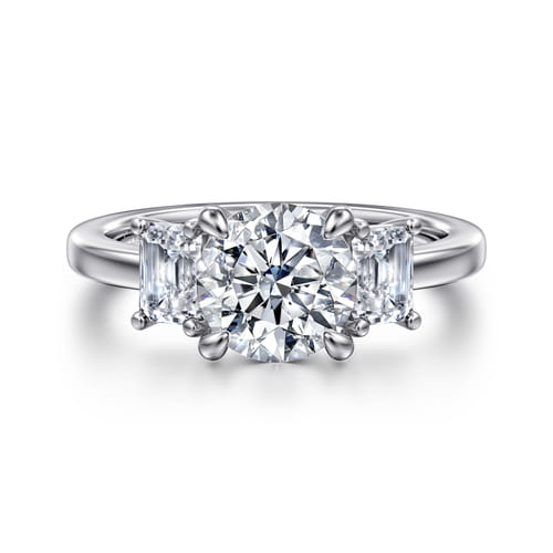 14K White Gold Round Three Stone Diamond Engagement Ring 14K White Gold Round Three Stone Diamond Engagement Ring
