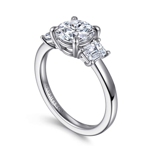 14K White Gold Round Three Stone Diamond Engagement Ring 14K White Gold Round Three Stone Diamond Engagement Ring