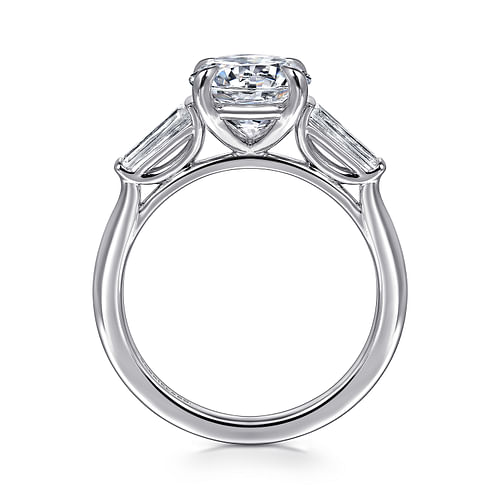 14K White Gold Round Three Stone Diamond Engagement Ring