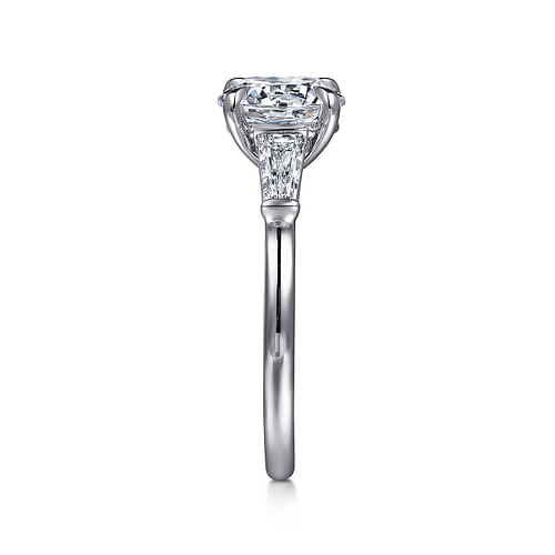 14K White Gold Round Three Stone Diamond Engagement Ring