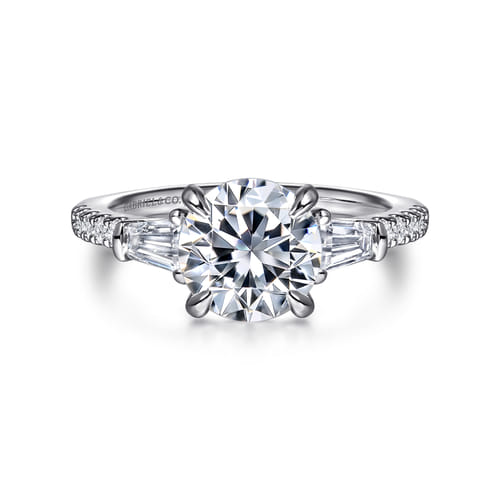 14K White Gold Round Three Stone Diamond Engagement Ring 14K White Gold Round Three Stone Diamond Engagement Ring