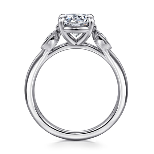14K White Gold Round Three Stone Diamond Engagement Ring