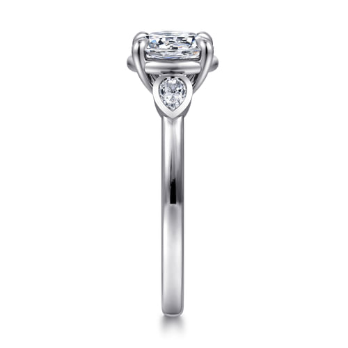 14K White Gold Round Three Stone Diamond Engagement Ring