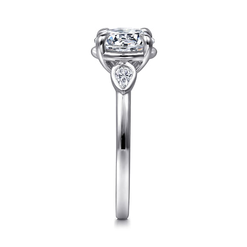 14K White Gold Round Three Stone Diamond Engagement Ring