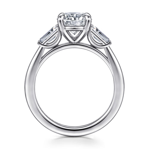14K White Gold Round Three Stone Diamond Engagement Ring