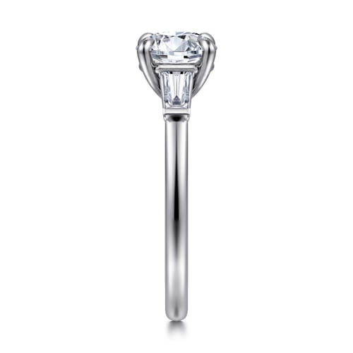 14K White Gold Round Three Stone Diamond Engagement Ring