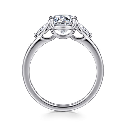 14K White Gold Round Three Stone Diamond Engagement Ring