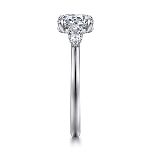 14K White Gold Round Three Stone Diamond Engagement Ring