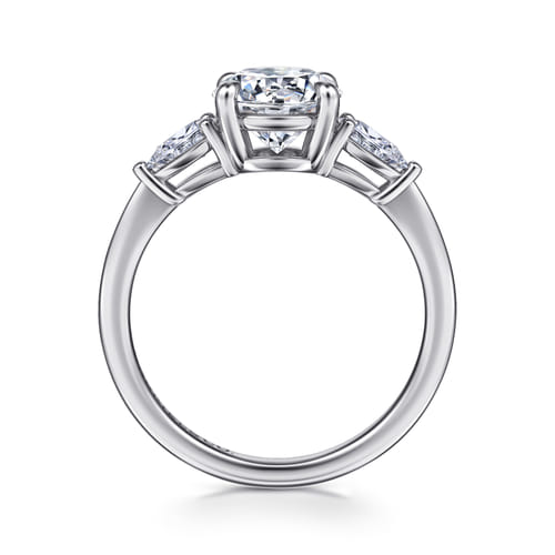 14K White Gold Round Three Stone Diamond Engagement Ring