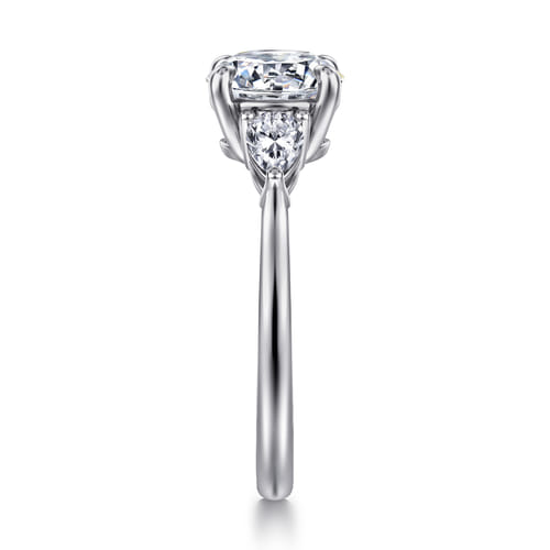 14K White Gold Round Three Stone Diamond Engagement Ring